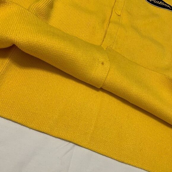 NWT Malbon Golf Sz L Mens Heritage Button Down Sweater Cardigan Marigold Navy - Picture 10 of 12